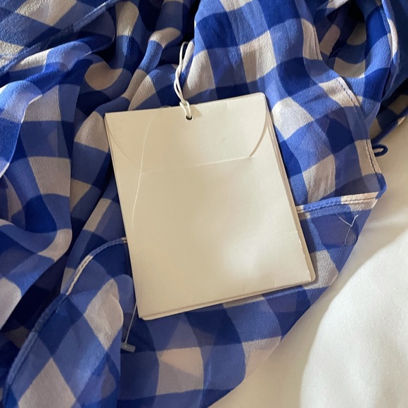 DVF Silk Chiffon Mini Gingham Dress Size 2 NWT - Picture 8 of 9